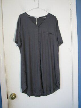 Ekouaer Sleep Dress 2XL Plus Size NWT Gray Velvety Soft New